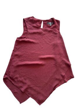 Wild Fable Womens Sleeveless Burgundy Asymmetrical Blouse Polyester Size Small